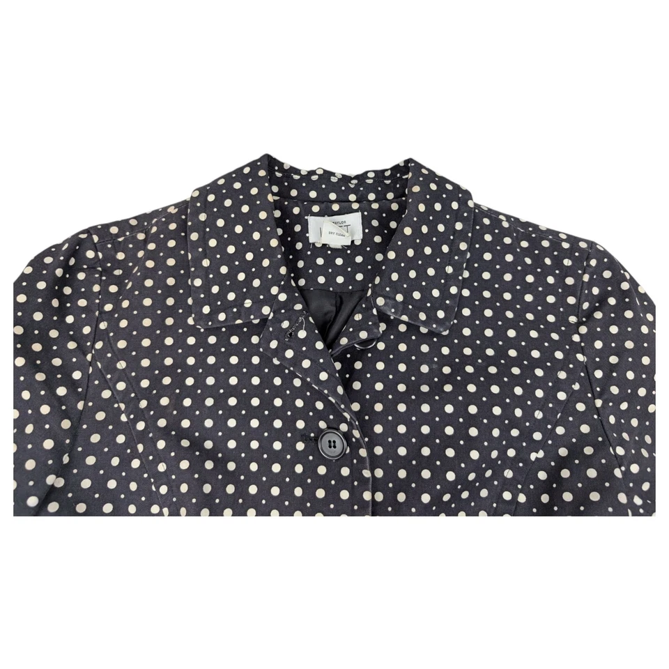 Gabardina para mujer LOFT Ann Taylor P-Coat lunares blancos y negros talla 4 Foto 4 de 4