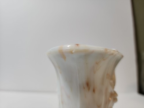 Vintage Akro Agate Orange/White Marbled Slag Glass Easter Lily Vase - Picture 9 of 15