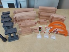 Wood Train Track Lot Curves Straights Bridge Risers Thomas Friends Brio Hape