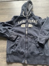 Abercrombie Fitch Navy Blue Full Zip Cotton Hoodie Muscle Fit XX-Large