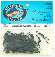 Offshore Angler #7 Casting Barrel Snap Swivels 50lb Test 50pc Black Finish USA