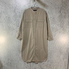 HONEYSUCKLE ROSE Band Collar Shirt Dress Beige Sz M