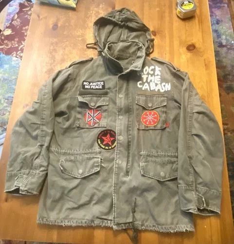 DIY Punk Battle Jacket M65 Field Coat Rock The Cabash Patched Distressed Hood - product listing photo