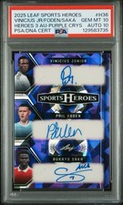 Leaf 2025 Metal Sports Heroes Saka Foden Vinicius Auto Purple 2/8 PSA 10