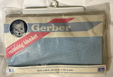 Gerber Thermal Knit Baby Receiving Blanket Blue 30x40 100 Cotton Rare VTG 1989