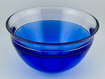 Orrefors Neptunus 7'' Cobalt & Clear Crystal Bowl Lars Hellsten Signed Sweden