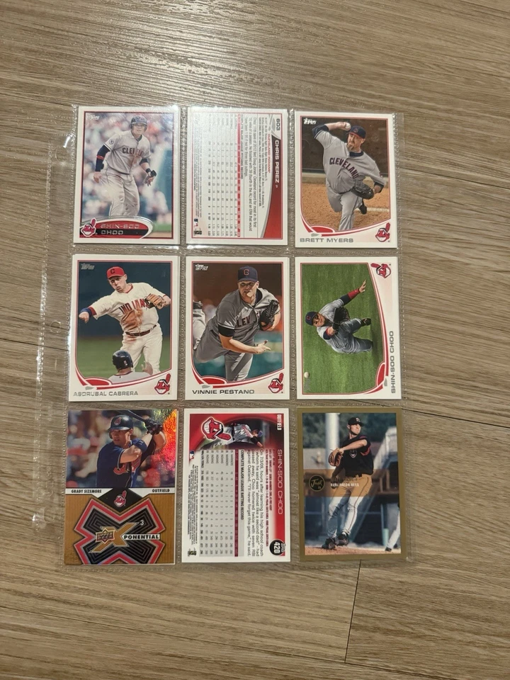 Lote de tarjetas de béisbol de los Indios de Cleveland Brantley Kluber Choo Cabrera Bauer Foto 2 de 4