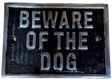 BEWARE OF THE DOG Cast Aluminum Sign 5.5''x4''