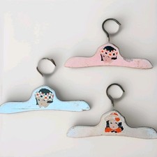 Vintage Kids Wooden Clothes Hangers Girl Face Set Of 3