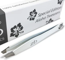 Tweezers - Special Edition Aloha Slant Tip Tweezer 1 Count (Pack of 1), White 