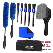 NIKCOSMK 10Pcs Wheel Brush Kit for Cleaning Wheel and Tire, Wheel and Rim Blue