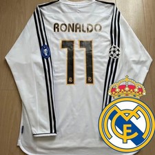 Vintage Ronaldo Real Madrid 03/04 CL Model Home Size L adidas Long Sleeve #3