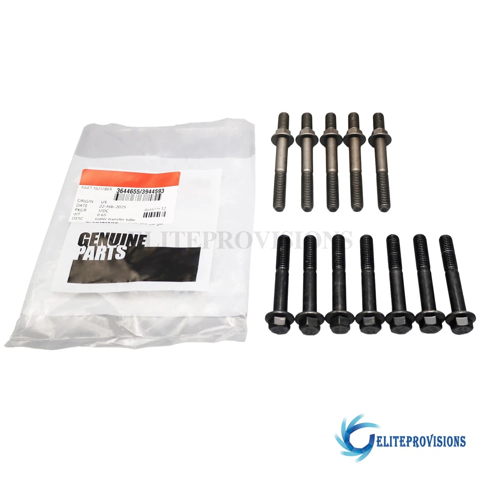 New 12X Exhaust Manifold Bolts Studs 3944655 For Dodge Ram 5.9 6.7 Cummins 03-19 Foto 2 de 4