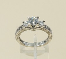 sz 8.25, vtg handmade sterling silver round crystal ring, engagement 925 ring