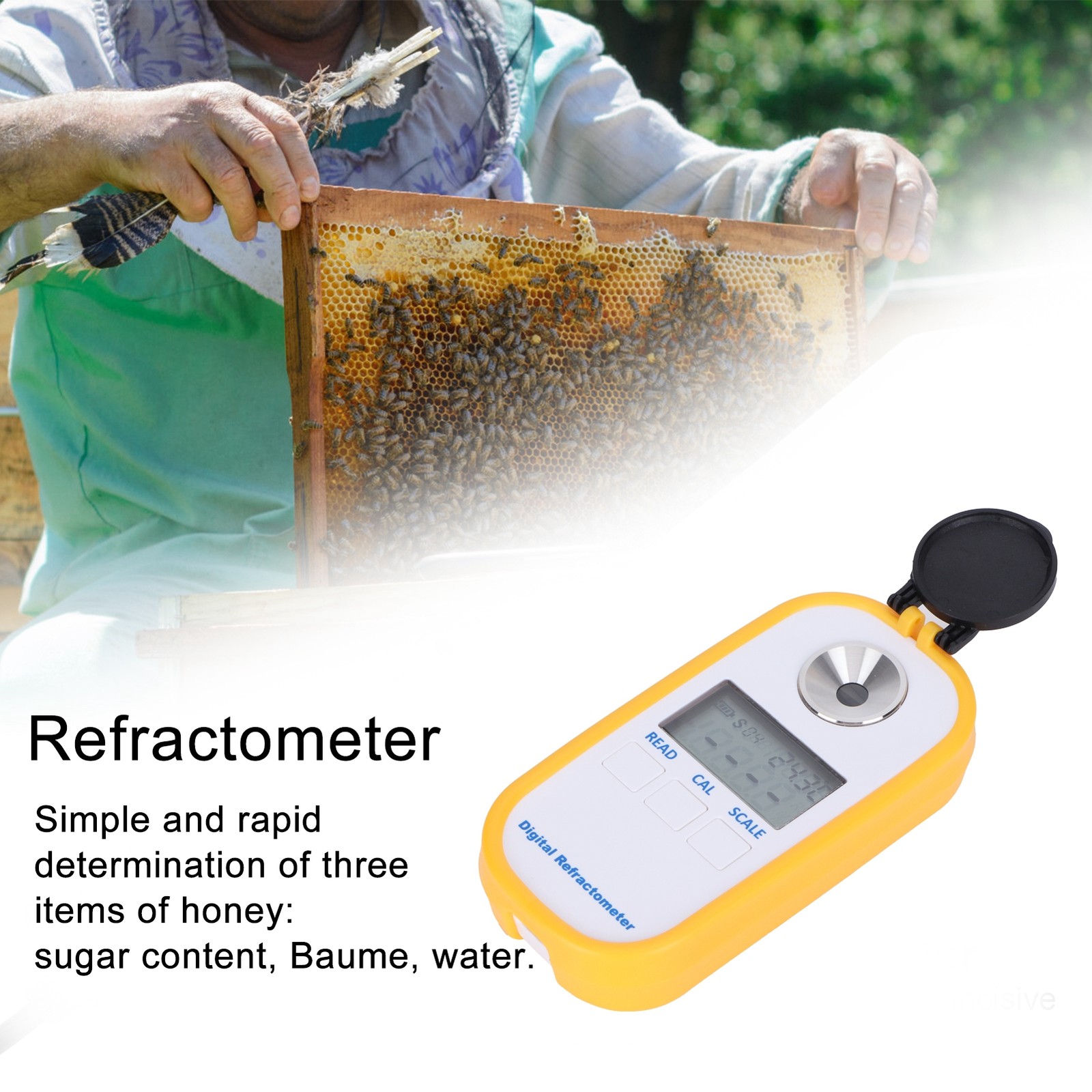 Portable Digital Honey Refractometer 0-90% Handheld Pocket Honey Sugar Concentra