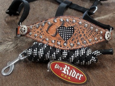 Longe d'attache en corde et cuir pour cheval et poney