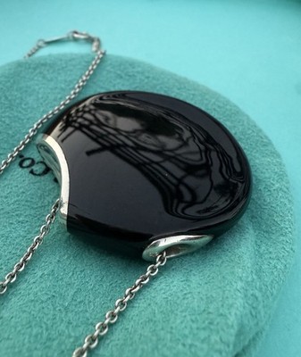 Tiffany Co. Platinum Elsa Peretti 40m LG Black Jade Touchstone