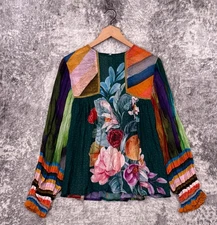 Bl^nk London Top Small Womens Anthropologie 3D Floral Long Sleeve Blouse