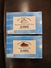 Our America Gift Oval Teenie Jar Topper  Holly &  Snowman Family - Lot Of 2