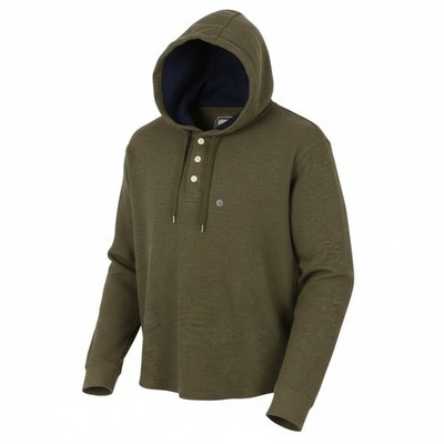 American Eagle Outfitters Herren Kapuze M Dunkelgrün Khaki Halb Knopf Sweat