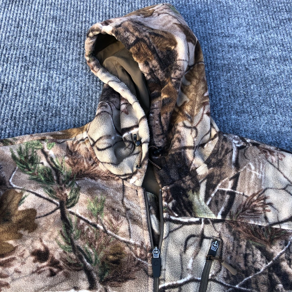 Cabela's Men's Fleece Jacket XL Wind Proof Hooded Realtree - Image 4 of 4