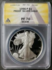 1996 P Proof $1 American Silver Eagle Dollar ANACS PF70 DCAM