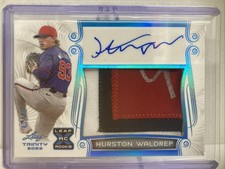 RARE Hurston Waldrep 2023 Leaf Trinity Blue RC Jersey Patch DOUBLE AUTO 43/49