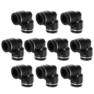 10 Stück Druckfittings G 1/2 OD, 90 Grad Bogen Pneumatikadapter, schwarz