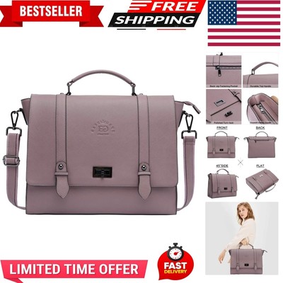 Women's 17 Inch Laptop Briefcase, Vintage Purple Saffiano Eco-leather, Multi-...