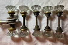 12 Point Crystal Glass Brass Door Knobs Vintage Antique 5 Pair Salvage Sets