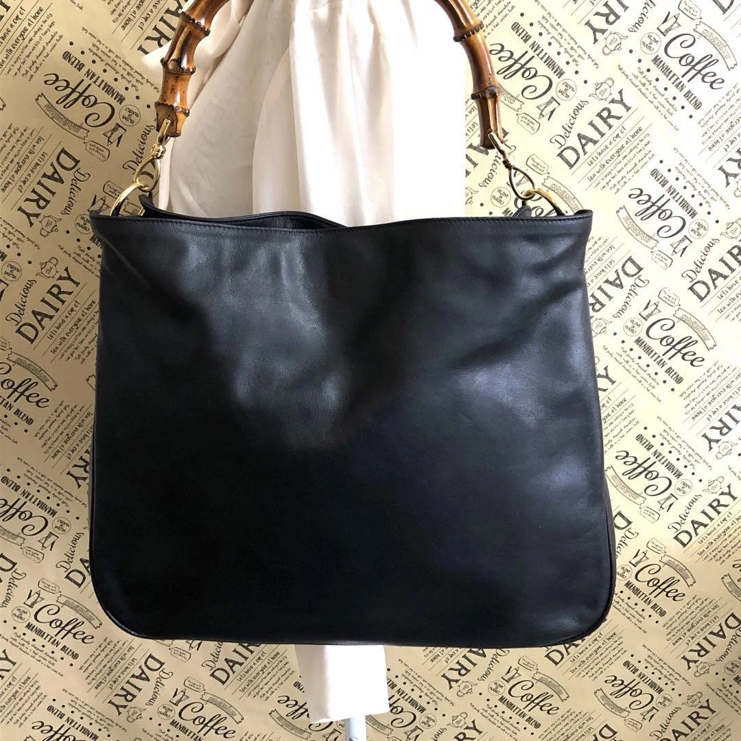 Sac bandoulière Gucci bambou cuir noir créateur occasions affaires et formelles