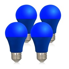 Blue Led Light Bulbs A19 E26 Base 9w 4 Pack