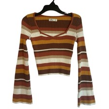 Y2K Hollister Ribbed Knit Sweater Women S Cropped  Sweetheart Neckline Retro