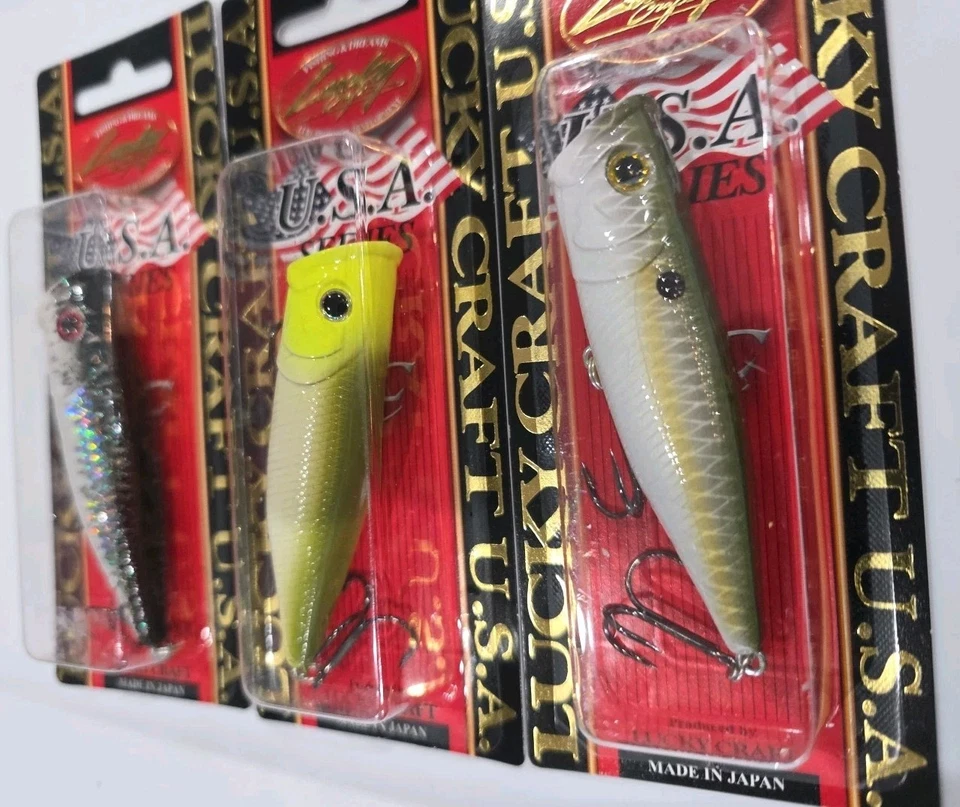 Lote de 3- Señuelos flotantes Lucky Craft G Splash 3" Topwater Poppers .5oz para peces lubina Foto 3 de 4