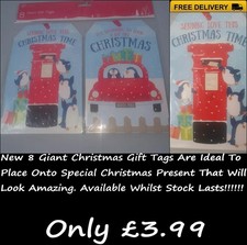 New Gift Maker Collection 8 Giant Gift Tags With Hanging Ribbon