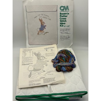 Columbia- Minerva Beatrice Potter cross stitch dreamtime quilt 1979, 40 x 60''