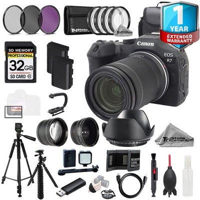 Canon EOS R7 Camera w/ RF-S 18-150mm Lens+1Yr Warranty+32GB +Ext Bat-MEGA Kit