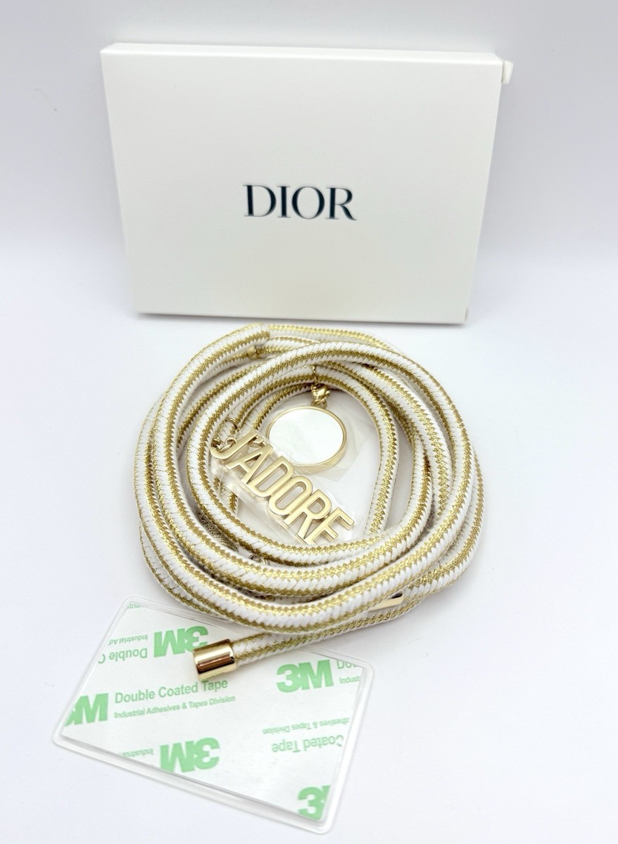 DIOR Phone Strap J'ADORE Gold & White Rope Lanyard & Charms Ltd Ed