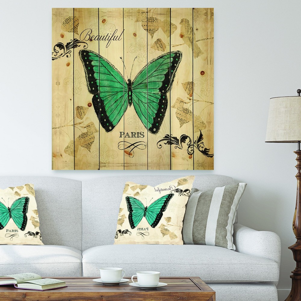 Designart 'Blue Farmhouse Butterfly' Farmhouse Print on  Small