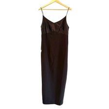 NWT VTG Ann Taylor Satin Maxi Dress Womens 12 Chocolate Brown Formal Gala Event
