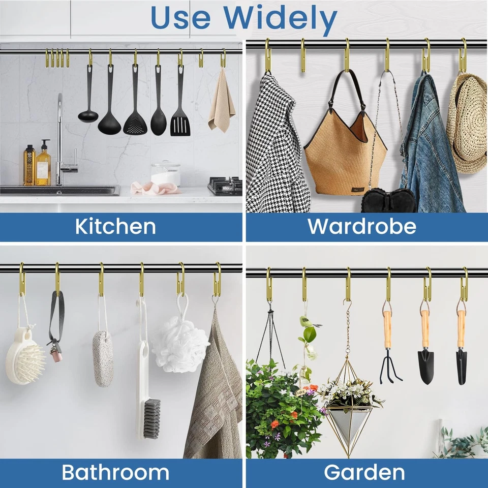 Anillos de ganchos de cortina de ducha dorados, anillos de cortina de ducha de doble cara a prueba de óxido, 12 Foto 3 de 4