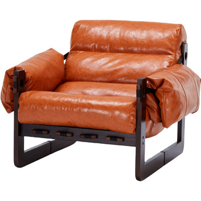 Medieval modern lounge chair-oil wax leather sofa for living room, study, office