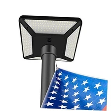 Flag Pole Light - Solar Powered 320 LED, 3000 Lumen Outdoor Waterproof Black