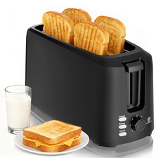 SUPERLEX 4-Slice Toaster Long Slot 7 Browning Levels 1450W Bread Waffles Defrost