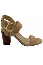Vionic Suede Ankle Strap Block Heeled Sandals Sofia Wheat