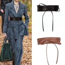 PU Leather Waist Belt for Women Wide Obi Belt for Sweater Coat Jacket