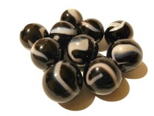 10 Murmeln Zebra schwarz weiß ca. 22mm aus Glas, Glasmurmel, Glaskugel (120087)