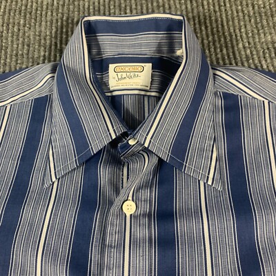 VTG Excello John Weitz Shirt Mens 16.5 XL Blue Button Up True