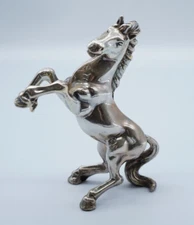 Vintage 925 Sterling Silver Rearing Standing Horse Figurine 88 Grams - F045