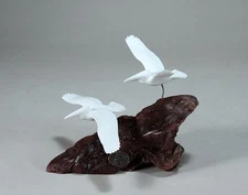 PELICAN DUO Sculpture by JOHN PERRY 5 in tall Pellucida New direct from studio